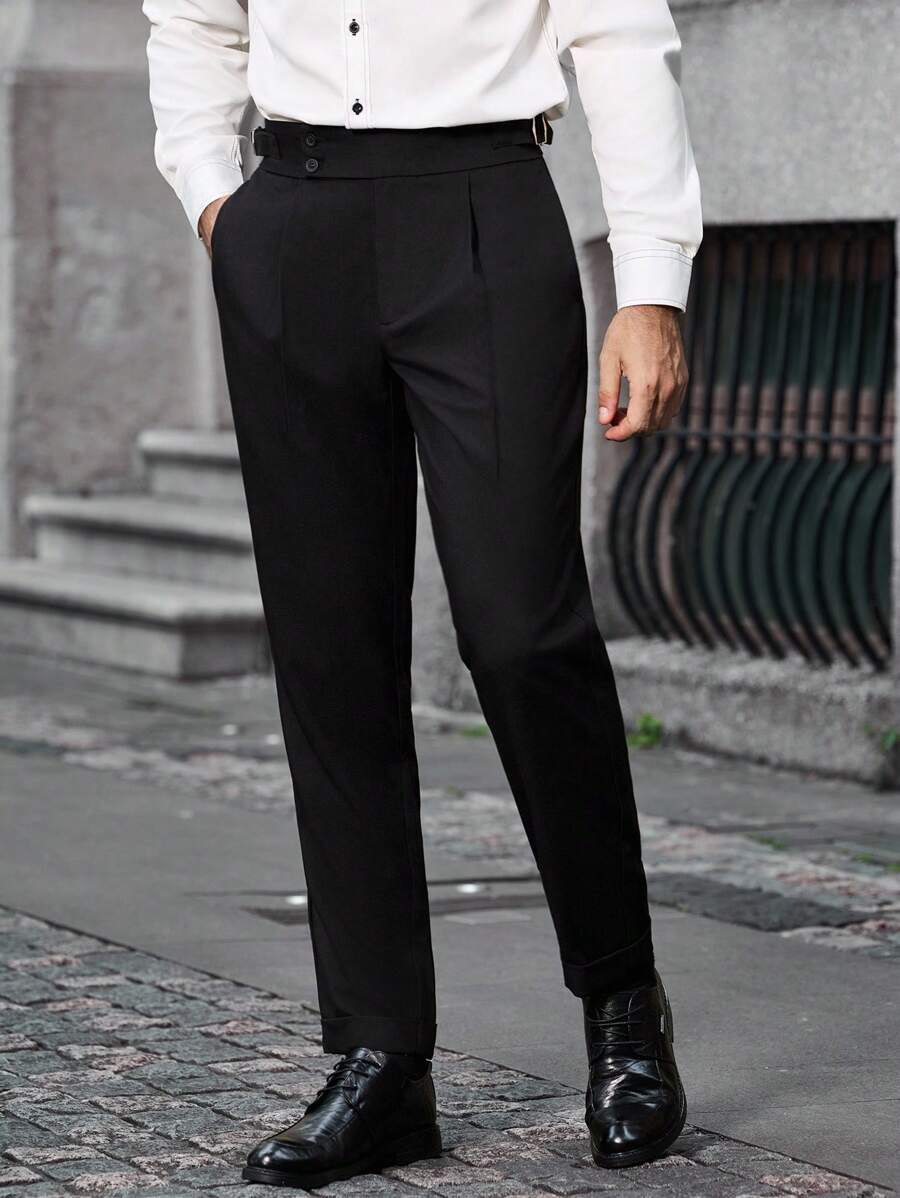 Calvornis Herren Lässig Business Hose mit sauberen, scharfen Schnitten und bequemem Material, das geschäftliche Raffinesse mit urbanem Lässig-Stil verbindet. Der Slim Fit schmeichelt allen Körpertypen und unterstreicht den selbstbewussten und kompetenten Look eines Mannes. - Schwarz - Übersicht 1