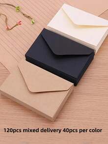 SHEIN 20 Stücke/50 Stücke/120 Stücke Kraftpapier Mini-Umschläge, vintage ästhetischer minimalistischer Stil für Liebesbriefe, Hochzeitseinladungen, Büropost, sortierte Farben für den Schulanfang - Verschiedenfarbig - Übersicht 9