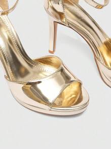 CUCCOO SZL Women's Rhinestone Glitter Peep-Toe Round Toe High Heel Waterproof Platform Sexy Luxury Shiny Silver High Heel Sandals, Fashion For Party, Music Festival, Nightclub For Christmas