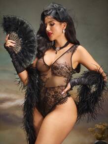 SHEIN Women's Fashionable And Sexy Lace Lingerie Set