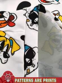 SHEIN 男童休闲简约卡通兔子图案宽松柔软针织连帽套头衫，适合秋冬季 - 白色 - 查看 5