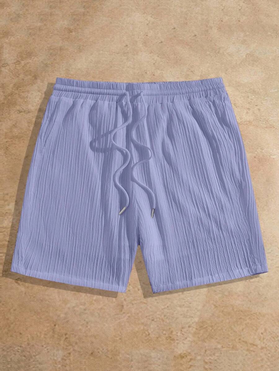 Manfinity VCAY Men's Casual Drawstring Waist Straight Leg Shorts - Purple - View 1