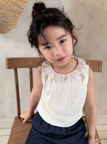 Dazy Kids Young Girl Casual Floral Ruffle Trim Camisole, Summer