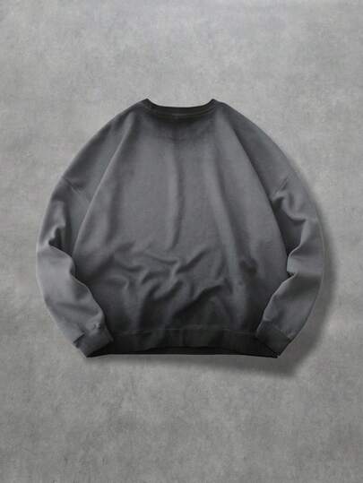 Street Life Sudadera de hombre con efecto degradado lavado, estilo holgado y corto