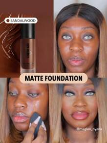 SHEGLAM Complexion Pro Long Lasting Breathable Matte Foundation-Sandalwood Matte Sweat-Proof Foundation Oil Control Full Coverage Pore-Less Concealer Waterproof Flawless Non-Fading Weightless Liquid Foundation Brand Beauty Makeup Face Paint Cosmetic For Women Girls Perfect For Winter Spring Ideal For Y2K Fancy Fashion Suitable For Birthday Gift Party Ready Best Color - Sandalwood - View 2