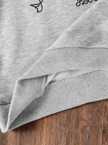 Genkimix Kids Kleine Mädchen Lässig Collegestyle Schleife Sweatshirt und Jeans Set