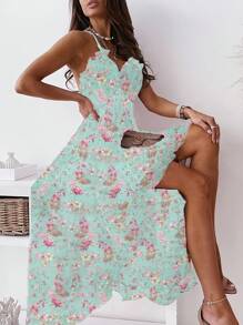 Breezaya 女式无袖V领宽松吊带度假连衣裙，夏季