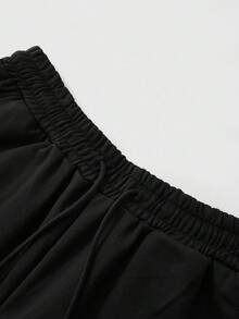 ROMWE MEN Casual Men's Street Style Bling Rhinestone Print Shorts - Black - View 6
