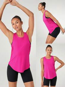 Lightweight Gear Up Mesh Curved Hem Tank Top Gym Workout Daily Spring  Spring Summer - Tropical Pink - View 8