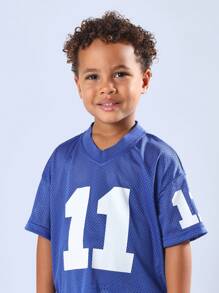 SUMWON قميص كرة قدم بأكمام قصيرة وياقة على شكل حرف V، بطبعة الرقم 11، من نسيج شبكي، لأنشطة الصيف والتدريب الرياضي، مظهر كلاسيكي لفريق الجامعة، للشباب