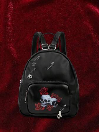Goth Mochila decorativa con estampado gótico oscuro vintage, adecuada para Halloween