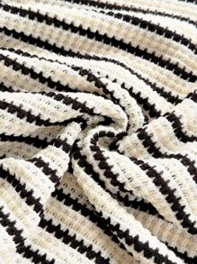 Soleia 女士度假活力条纹不对称扭纹抽绳褶饰紧身迷你连衣裙，时尚休闲，海滩，派对 - 咖啡 - 查看 7