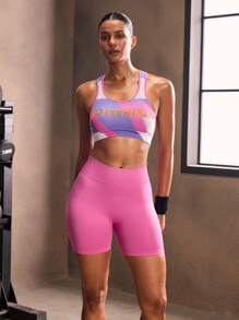 Powerista 2pcs Women Casual Outdoor Sleeveless Top And Tight Shorts Sports Suit Workout Women Sets - Multicolor - View 4