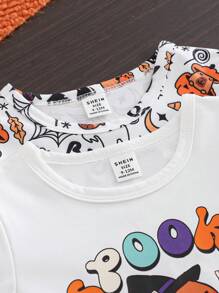 SHEIN 2 Stücke Halloween-Motiv Rundhals Langarm Oberteile für Baby Jungen, Herbst - Verschiedenfarbig - Übersicht 6