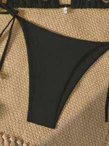 SHEIN Unity Bộ đồ bơi bikini gợi cảm họa tiết sao biển dành cho nữ, thích hợp đi biển, đi nghỉ, hẹn hò, tiệc tùng vào mùa hè - màu đen - Xem 5