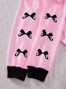 Tween Girls' Loose Fit Lace Butterfly & Letter Print Sweatshirt Fall Winter - Pink - View 5