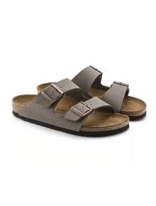 Birkenstock 女士 Arizona BF Birkibuc 石色可调节扣环休闲凉鞋 - 結石 - 查看 2