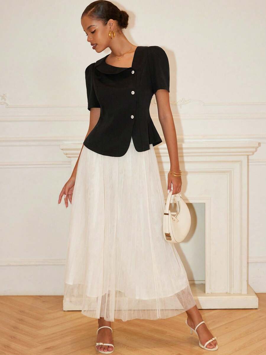 Chiquease Fashion New Short-Sleeved Light Luxury Celebrity Slim Design High Waist Mesh Skirt Ladies Two-Piece Suit 2 Pieces Sets Woman Lounge Sets For Women - Multicolor - View 1