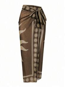 Swim Oasis 1 件大码女式金属装饰纯黑色连体泳衣，休闲夏季沙滩装 - 彩色 - 查看 3