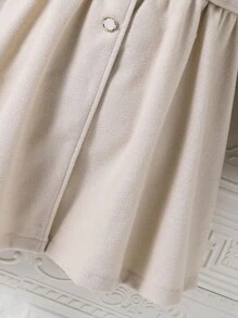 Abrigo largo con solapa y vuelo para niñas preadolescentes - Albaricoque - Ver 4