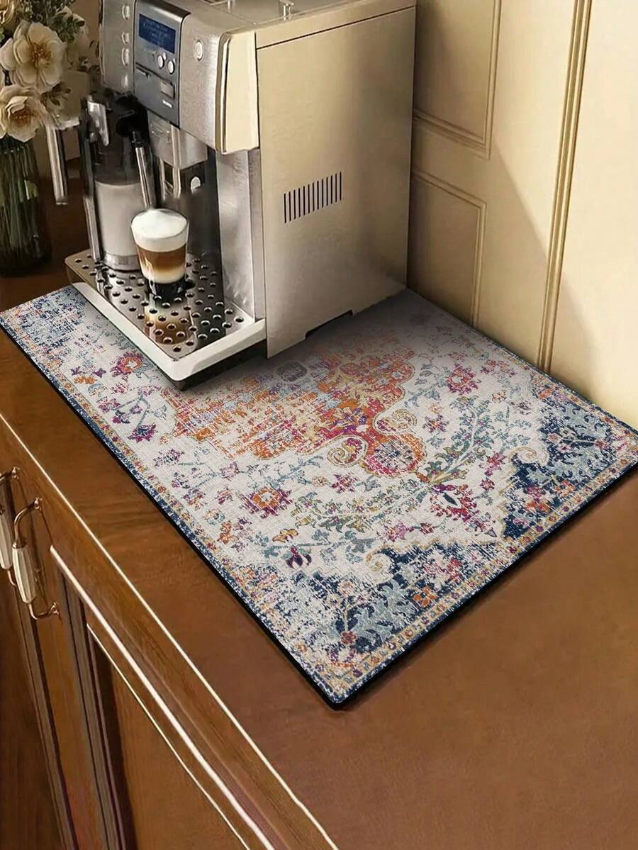 SHEIN 1/2 piezas Alfombrilla para café - Oculta manchas con respaldo de goma absorbente, secado rápido para encimera de cocina, barra de café, accesorios, escurridor de platos para cafetera, cafetera, cafetera express - Multicolor - Ver 1