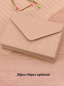 SHEIN 20 Stücke/50 Stücke/120 Stücke Kraftpapier Mini-Umschläge, vintage ästhetischer minimalistischer Stil für Liebesbriefe, Hochzeitseinladungen, Büropost, sortierte Farben für den Schulanfang - Verschiedenfarbig - Übersicht 8