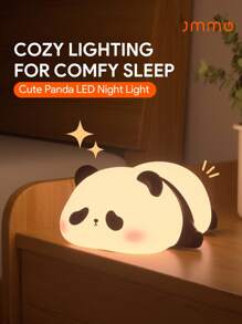 JMMO Lampada decorativa per la stanza, Luce notturna a LED carina a forma di panda sdraiato, Luce notturna in silicone a 3 livelli di luminosità e controllo touch, Ricaricabile e con timer per camera da letto, regali di compleanno, festival, bambine, decorazione camera da letto, luce da toeletta, luci natalizie, essenziali per vacanze autunnali e invernali, campeggio, accessori per vacanze