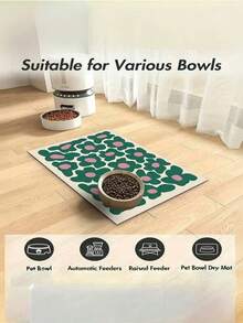 1件装绿色小印花硅藻泥宠物喂食垫防滑速干猫狗食碗水碗垫易清洗宠物用品适用于各种碗 - 彩色 - 查看 6