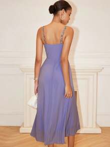 Chiquease 新款法式碎花蕾丝吊带修身女装 - 紫色 - 查看 3