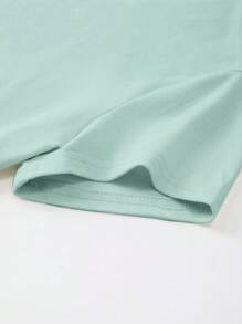 Jouncy Camiseta casual de manga corta, de corte ajustado y cuello redondo, de color verde claro, para mujer - verde menta - Ver 5