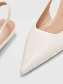 CUCCOO BIZCHIC Women's Pointed Toe Low Heel Flat Slingback Shoes, Minimalist Style Comfortable Beige Color Backless Flats, Suitable For Work And Commute For Christmas - Beige - View 7