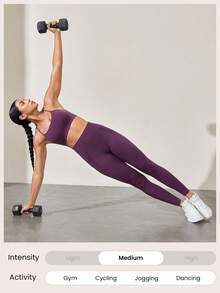 GLOWMODE 24" Bezszwowe, perforowane legginsy z wysokim stanem, do ćwiczeń na siłowni o średnim wpływie - Fioletowy - Zobacz 6