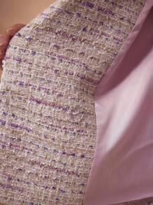 MOTF PREMIUM TWEED DOUBLE BREASTED LIGHTWEIGHT JACKET - Purple - View 9