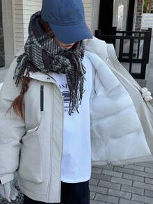 DAZY 少女冬季连帽棉服大衣 - 白色 - 查看 6