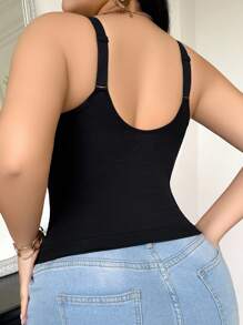 SHEIN 1pc Women's Seamless Shaping Top, Waist & Abdomen Slimming, Simple & Comfortable, Black Tummy Control Tops Shapewear Tops Corset Shapewear Body Shaping - Black - View 2