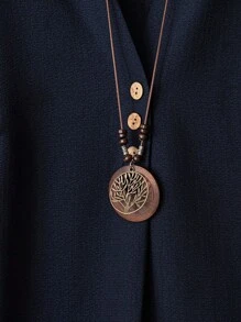 EMERY ROSE Plus Size Women's Summer Solid Color Notched V-Neck Rolled Sleeve Shirt And Wide Leg Pants Loose Casual Two-Piece Set - Navy Blue - View 3