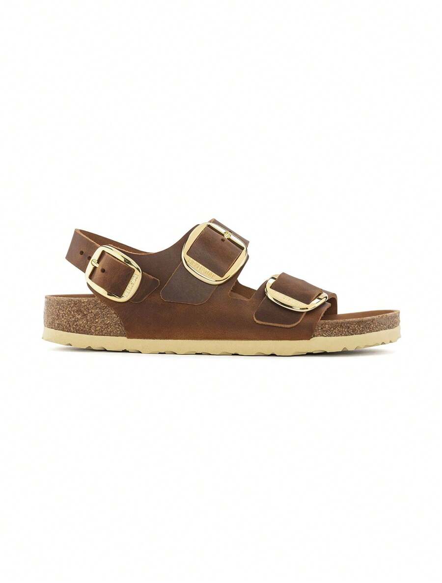 Birkenstock Milano Big Buckle LEOI Cognac HEX Flat Sandals For Daily Wear - Cognac HEX - View 1