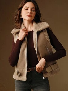 Anewsta Women's Fashionable Thermal Lined Vest Jacket, Autumn/Winter