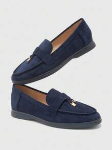 CUCCOO BIZCHIC Women's Fashion Blue Suede Comfortable Casual Loafers, Flat Slip-On Shoes Suitable For Outdoor, Commuting, Work And Daily Wear For Christmas - Blue - View 5