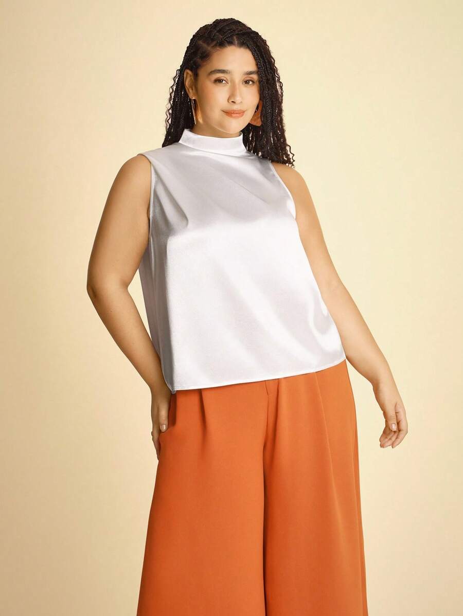 CAJUNI Damen Ärmellose Tanktop in Unifarbe mit Schleife - Boho Damenbekleidung/Westernmode für Damen/Lässig Damenshirts - Basics