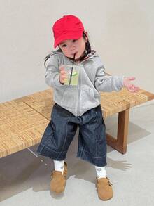 DAZY Baby Girl Colorblock Sweatshirt Casual Long Sleeve Sweatshirt, Spring/Autumn Toddler Girls Clothes - Grey - View 9