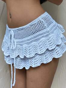 Sunnyshic Women's Casual Wavy Pattern Skirt, Beach Style - Blue - View 8