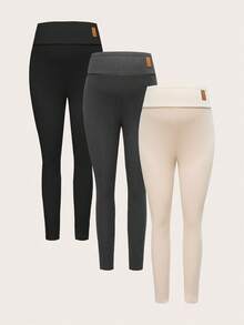 Modmama 秋冬三件套孕妇打底裤孕妇字母刺绣保暖内衬休闲百搭打底裤孕妇保暖打底裤孕妇打底裤冬季孕妇打底裤保暖内衬打底裤