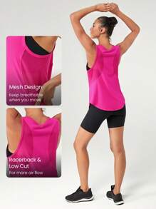Lightweight Gear Up Mesh Curved Hem Tank Top Gym Workout Daily Spring  Spring Summer - Tropical Pink - View 4