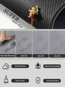 SHEIN 1pc Silicone Bathroom/Kitchen Mat, Black & White Patchwork Pattern, Lightweight, Cushioned, Anti-Fatigue, Water-Absorbent, Non-Slip, Suitable For Kitchen, Bathroom, Entryway, Laundry Room, Luxury Minimalist Style - Black and White - View 7