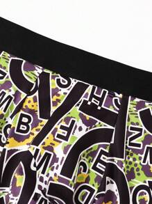 4pcs/Set Men's Leopard Print & Letter Graphic Boxer Briefs Multipack Trunk - Multicolor - View 4