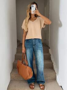 SHEIN LUNE V-Neck Sleeveless Basic Casual/Vacation Elegant Blouse For Women