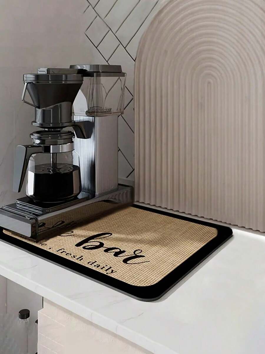 1/2 piezas Alfombrilla para café - Oculta manchas con respaldo de goma absorbente, secado rápido para encimera de cocina, barra de café, accesorios, escurridor de platos para cafetera, cafetera, cafetera express - Multicolor - Ver 1