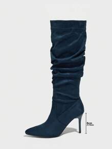 Daringsoles Women's Pointed Toe Stiletto Heel Sexy Party Thigh High Boots, Suede Slouchy Pull-On Blue Boots For Autumn/Winter For Christmas - Green - View 5