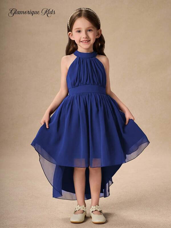 Glamorique Kids Young Girl' Waist Gather Tulle Sleeveless Elegant Party Dress, Suitable For All Seasons